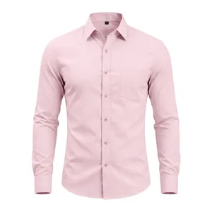Detailansicht eines hellrosa langärmeligen Herren-Business-Casual-Hemdes für Profis