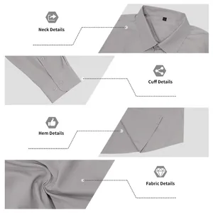 Detailansichten des grauen Herren Business-Casual Langarm-Poloshirts Handwerkskunst