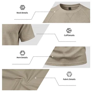 Gros plan sur la texture gaufrée et les coutures du T-shirt homme raglan