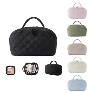 Large Capacity Quilted Cosmetic Bag Travel Portable Makeup Pouch Multipurpose Toiletry Organizer Handbag For Women