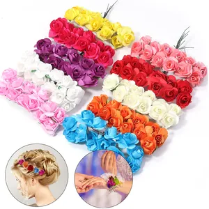 Artificial paper roses flower heads for DIY crafts, wedding party decoration, multi-color assortment.