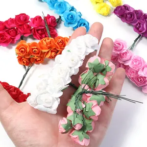 Handmade paper roses flowers for DIY crafts wedding party decor colorful mini rose heads