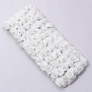 Artificial white rose flower wall panel background for wedding party decoration DIY crafts.