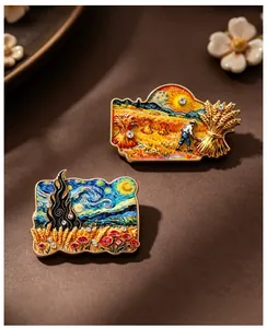 Spille smaltate artistiche Van Gogh con La notte stellata e Campo di grano dorato
