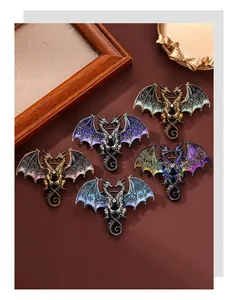 Set aus Vintage-Broschen mit doppelköpfigem Drachen und Farbverlauf für Herrenanzüge