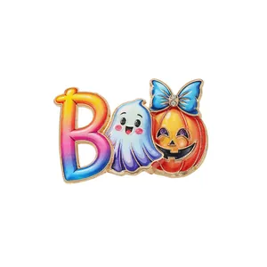 Halloween enamel brooch with ghost, pumpkin and 'B' letter for party outfits