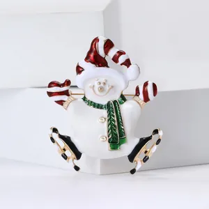 Weihnachten Skaten Schneemann Emaille Brosche Für Damen Legierung Winter Urlaub Dekorative Anstecknadel Festliches Geschenk Schmuck