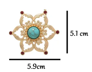 Detailed macro view showing the 5.9cm by 5.1cm dimensions of the lotus flower brooch