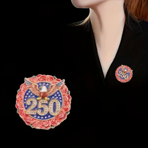 Broche 250 Aniversario EE UU Insignia de Águila Patriótica Aleación Diamante Imitación Pin Solapa Día Independencia Conmemorativo