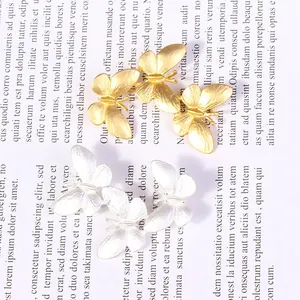 Elegant gold and silver triple butterfly brooches for suits and sweaters accessory