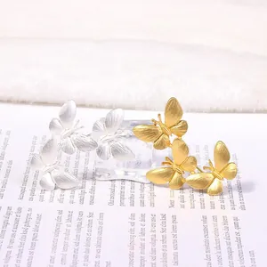 Elegant matte gold and silver butterfly brooch pin set for stylish suits and sweaters