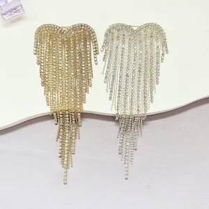 Eleganter Herzförmiger Quasten Brosche Mit Eingelegtem Strass Legierung Anstecknadel Damen Mode Accessoire Gold Silber