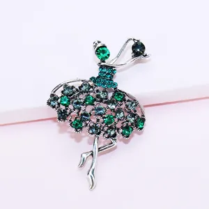 Cartoon Ballet Dancing Girl Brooch Inlaid Rhinestone Alloy Pin Small Niche Fashion Clothing Jewelry For Women Decor Gift