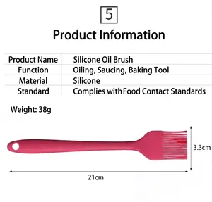 Professionele hittebestendige siliconen oliekwast voor koken en bakken met 21 cm lengte
