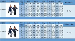 Detailed size chart for women's washed off-shoulder slim-fit denim jumpsuit K10820
