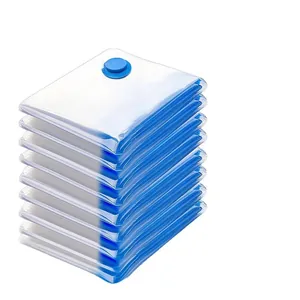 Set di 8 sacchetti sottovuoto trasparenti e blu per vestiti e piumoni salvaspazio