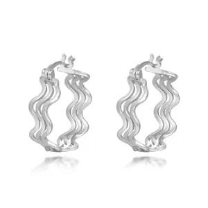Σκουλαρίκια Κρίκοι Wave Twist από Ασήμι 925 για Γυναίκες Μινιμαλιστικό Στυλ INS Γεωμετρικά Επιχρυσωμένα 18K Ρόδιο Κοσμήματα