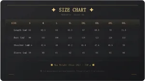 Detailed size guide for men's slim fit motorcycle PU leather jacket in sizes S to 5XL.