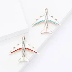 Flugzeug Form Legierung Strass Brosche Pin Für Damen Herren Mode Anzug Mantel Dekoration Kreative Luftfahrt Pin Schmuck