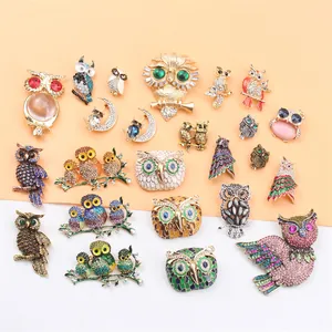 Mode Personalisierte Eule Brosche Glänzend Luxus Legierung Strass Tier Pin Für Bekleidung Zubehör Hochzeit Party Geschenk Schmuck