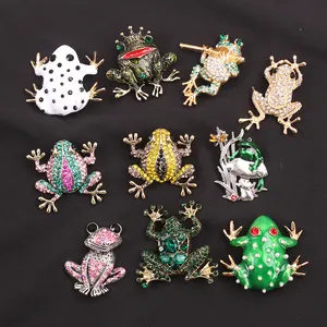 Mode Dieren Kikker Broche Voor Vrouwen Legering Strass Emaille Kikker Speld Kleding Accessoires Vintage Veelkleurige Sieraden Cadeau
