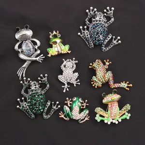 Set van creatieve kikkerbroches met fonkelende strass-steentjes en emaille details