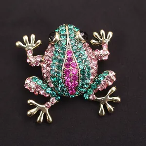 Hoge resolutie macro-opname van een fonkelende veelkleurige strass kikkerbroche.