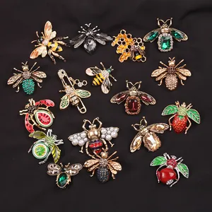 Vintage Legering Bij Broche Dierlijke Speld Strass Emaille Badge Mode Sieraden Unisex Kleding Decoratie Accessoires
