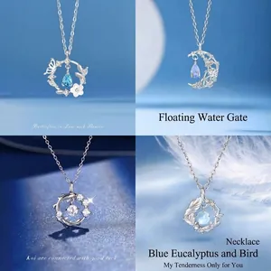 Ins Eenvoudige Strass Legering Hanger Ketting Set Voor Vrouwen Vlinder Maan Vogel Koi Geluksbrenger Sleutelbeen Ketting Sieraden Cadeau