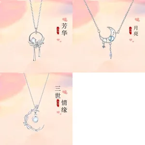 Set of three silver necklaces with delicate moonstone pendants for a fairy-like aesthetic