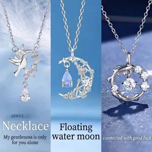 Élégant collier en argent sterling avec pendentif colombe de la paix et lune