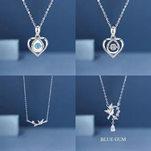 Alloy Rhinestone Heart Pendant Necklace Minimalist Luxury Silver Tone Bamboo Bird Jewelry For Women Graduation Gift Necklace