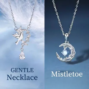 Collier minimaliste colombe branche d'olivier et pendentif lune cadeau pour femmes