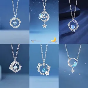 Dromerige Ster Maan Hanger Ketting Voor Vrouwen Legering Strass Ins Stijl Hart Veer Fee Beste Vriendin Sieraden
