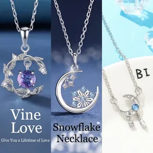 Dromerige ster en maan halsketting set met paarse en blauwe edelstenen als cadeau
