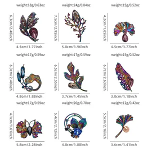 Set di spille a farfalla e foglia iridescenti con cristalli e perle in vari stili