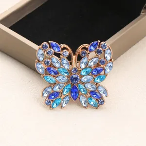 Broche Papillon Colorée pour Femme Incrustée de Strass Alliage Insecte Épinglette Mode Manteau Corsage Accessoires Bijoux