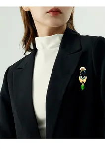 Exotic vintage brooch featuring an African head design displayed on a black blazer