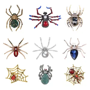 Vintage Kreative Insekt Spinne Brosche Mode Legierung Kleidung Kragen Pin Strass Künstliche Perle Retro Schmuck Für Unisex Geschenk