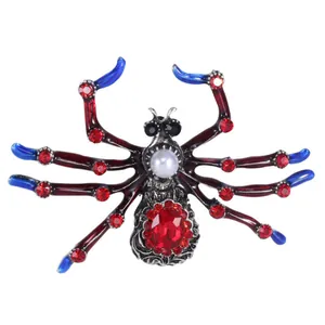 Vintage kreative Insekt Spinne Brosche mit roten Kristallen und elegantem Perle Akzent