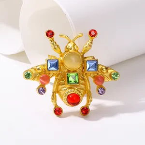 Spilla Ape Lavorazione Pesante Vintage per Donna Lusso Oro Metallo Strass Insetti Perni Retro Calabrone Corsage Gioielli Accessori