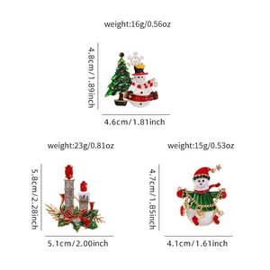 Spécifications détaillées avec dimensions et poids pour diverses broches de Noël décorées