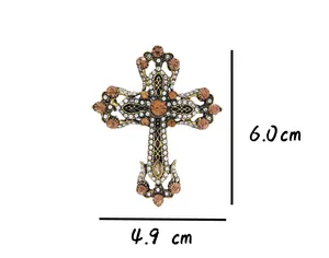 Detaillierte Ansicht einer Vintage-Strass-Kreuzbrosche, Höhe 6,0 cm und Breite 4,9 cm