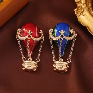 Kreative Süße Glasierte Heißluftballon Brosche Retro Legierung Emaille Anzug Nadel Revers Schmuck Geschenk Für Herren Damen Kleidung Zubehör