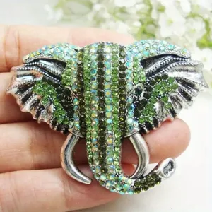Vintage Legering Olifant Brosche 3D Dier Pin Met Strass Emaille Versiering Voor Vrouwen Mannen Kleding Sieraden Accessoire