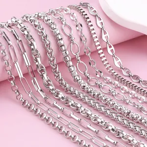 Stainless Steel DIY Jewelry Chain Multiple Styles Box Keel Rolo Chain For Necklace Bracelet Making Handmade Jewelry Findings Accessories