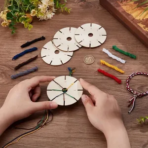 Wooden Kumihimo Disk Braiding Board Hand Weaving Tool For Bracelet Jewelry Making DIY Craft Supplies Natural Wood Plate