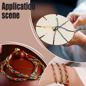 Professional handmade wooden weaving disk set for colorful braided bracelets DIY craft