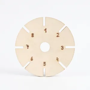 Round wooden bracelet braiding disk with 8 slots and numbered markings for DIY jewelry