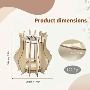 Minimalist flower-shaped wooden vase for home decor, 20cm laser-cut wooden craft